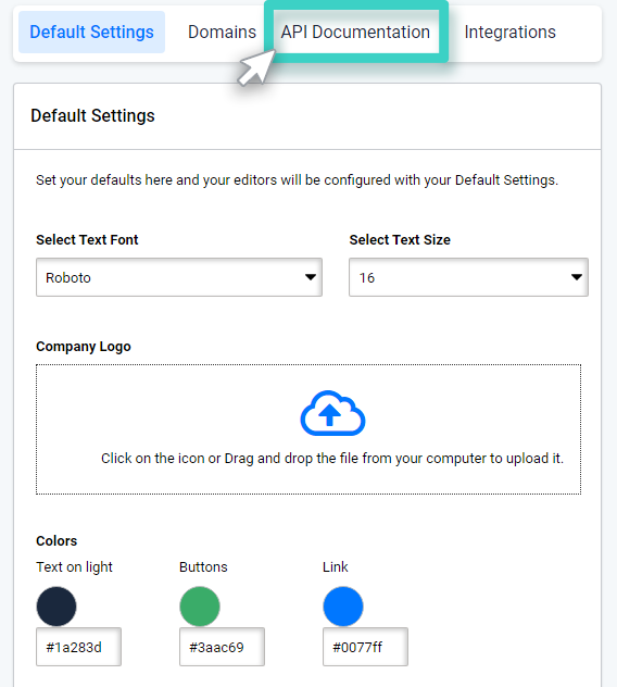 Loyalty Communication, API documentation tab