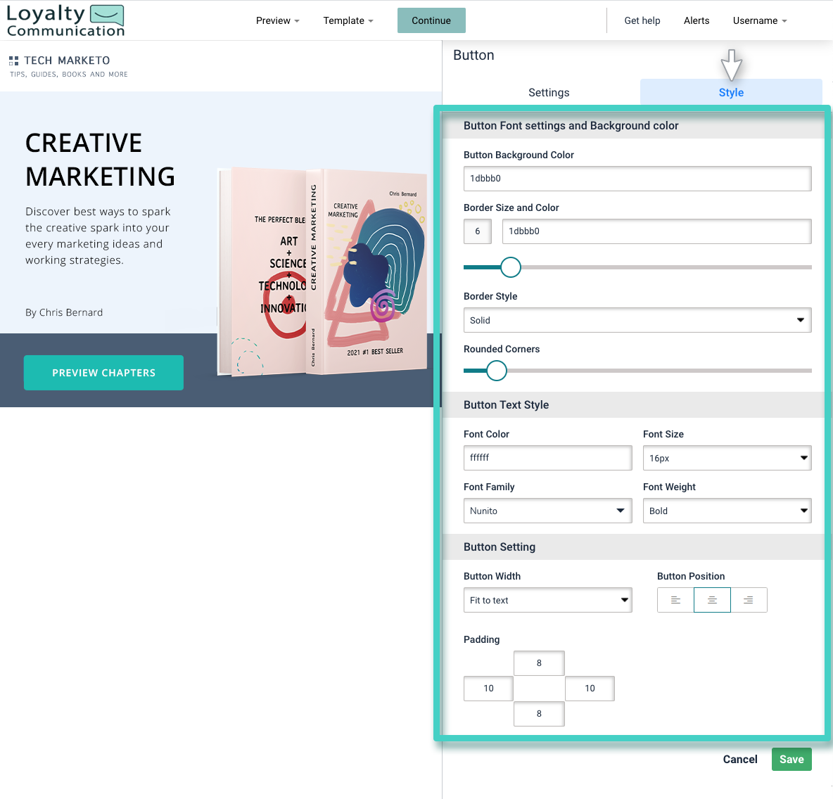 Landing page button style Landing page creator button styling