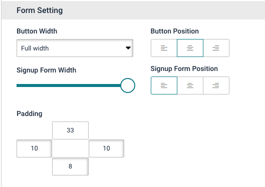 Landing page signup form settings Landing page signup form. The signup forms form setting tab