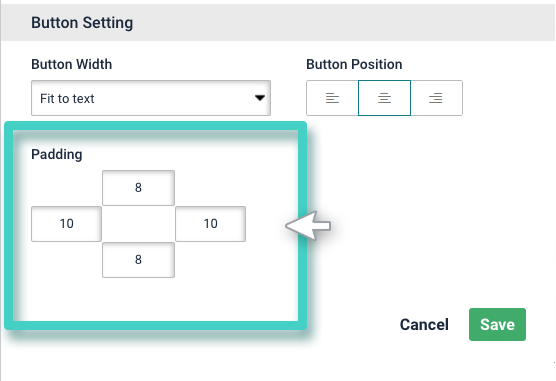 Landing page button padding Landing page creator button styling options