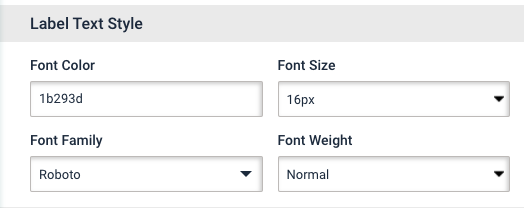 Landing page signupform text styling Landing page signup form. The signup forms label text style tab