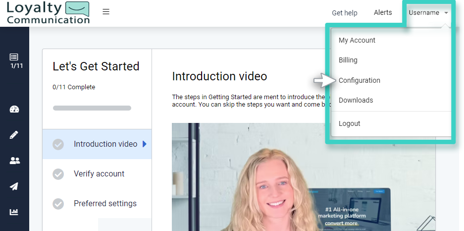 Configuration options Loyalty Communication Account