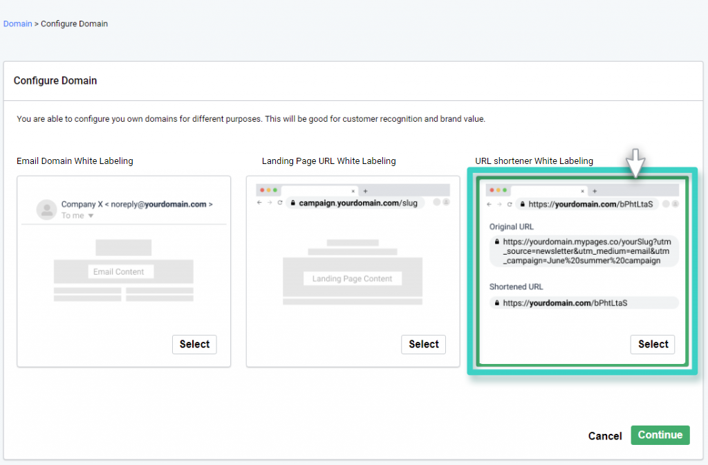 Select URL Shortener white Labeling