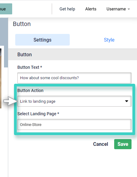 Survey redirect landing page. Link to landing page is highlighted