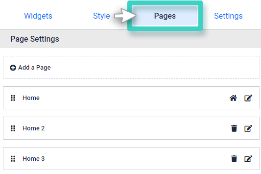Survey Pages. The Pages tab is highlighted