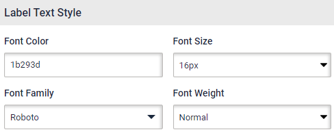 Landing page signupform text styling Landing page signup form. The signup forms label text style tab