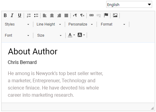 Landing page text widget settings highlighted