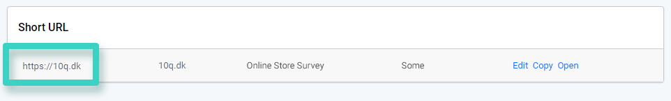 Landing page UTM codes, short URL. The shortened url is highlighted